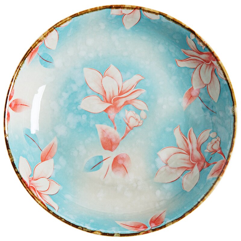 Porcelain Brakfast Dishes Square Round 7inch Deep Plates Household Dinner Sushi Desert Steak Handpainted Plates