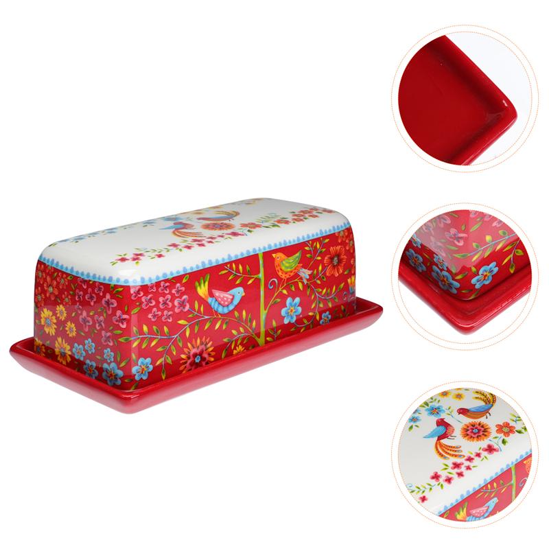 1pc American Style Butter Dish Delicate Ceramic Butter Box Butter Container