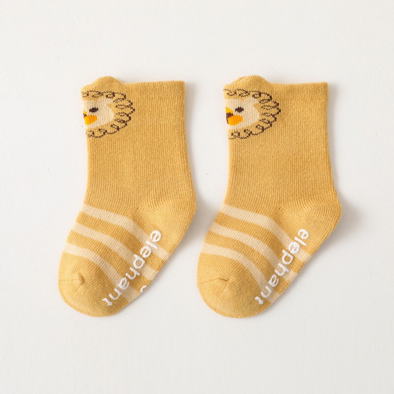 Cartoon Animal Print Baby Sokken Zachte Katoen Pasgeboren Sokjes Voor Baby Jongen Meisje Winter Zachte Warme Kids Zuigeling Vloer sokken: yellow lion