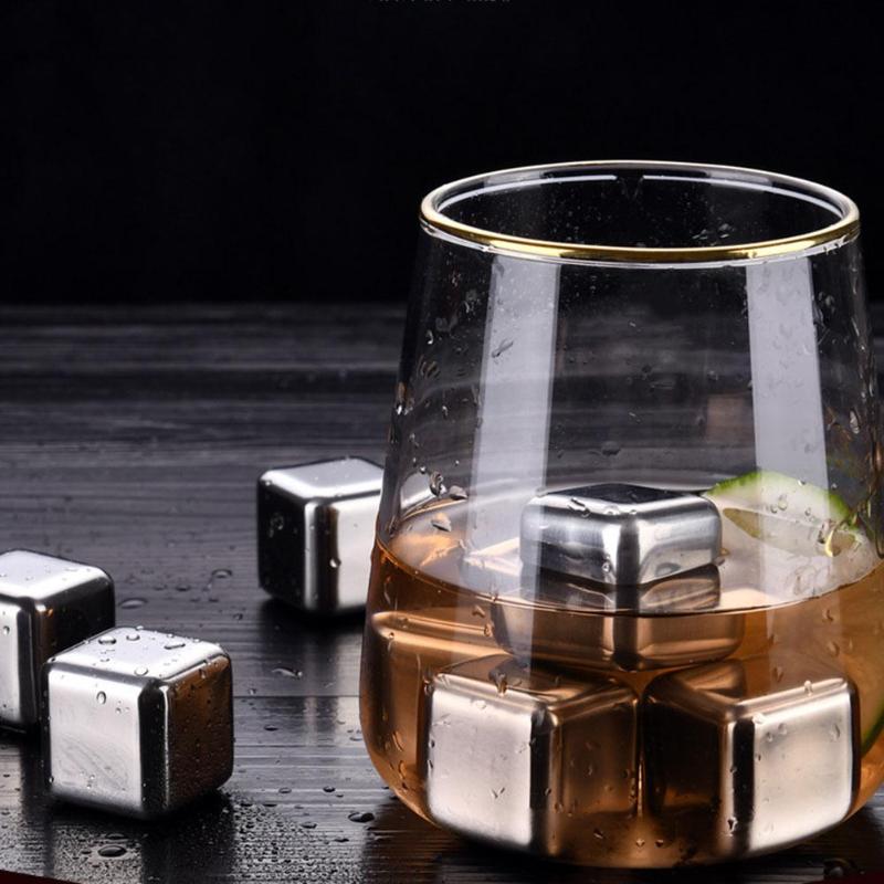 Stainless Steel Whiskey Stone Reusable Ice Cubes Wine Stone Rocks with Box For Whisky Wine Drink Bar Tool Sets