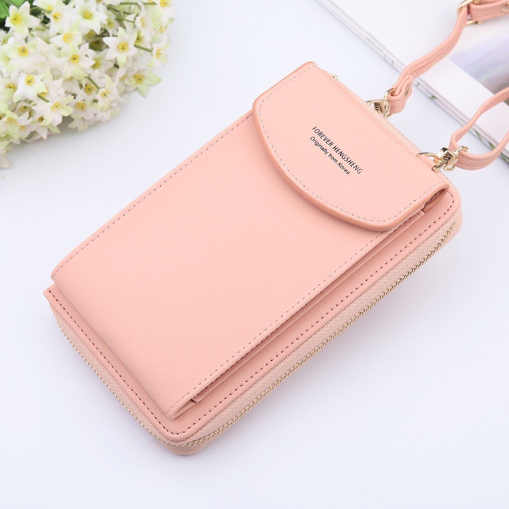 Women Mobile Phone Crossbody Bags Small Change Purse Female Colors Buckle Shoulder Bags Mini Messenger Bag Bolso Mujer #T2G: Pink