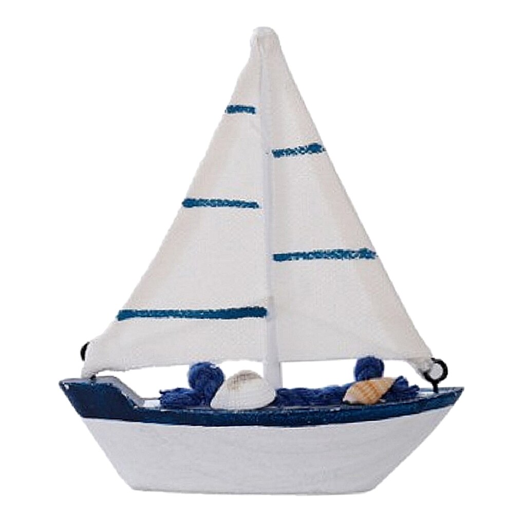 Retro Wooden Mediterranean Style Boat Model Nautical Decoration Game Collection Cards: Blue