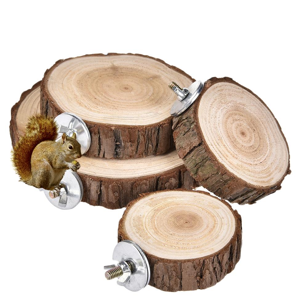 Tabla de troncos de madera Natural para hámster, plataforma de madera para Chinchilla, conejillo de indias, ardilla, Totoro, loro, para saltar, suministros de juguetes para mascotas pequeñas: XS