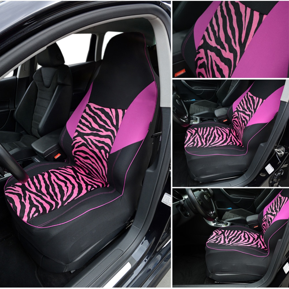 Autoyouth främre bilstolsöverdrag universal passform för de flesta hinkstolar zebratryck bil-styling rosa biltillbehör 1pc