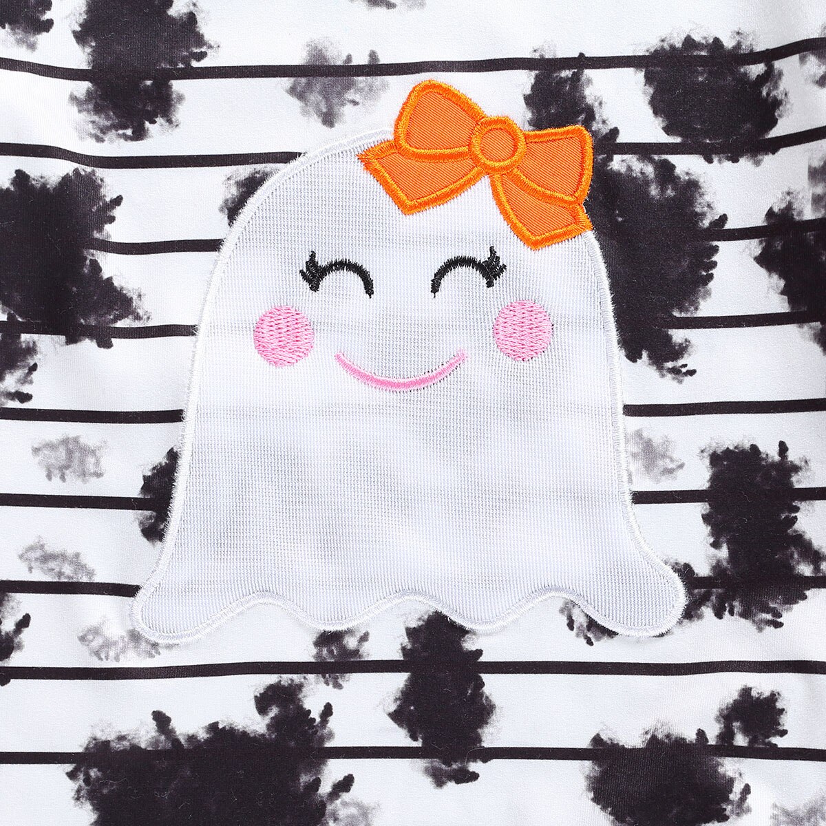 Spädbarn barn baby flicka halloween kläder set långärmade byxor kostym rand blommande tie dye t-shirt elastiska slitna jeans