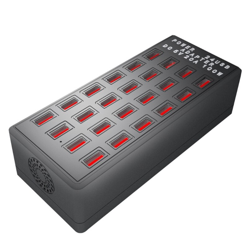 LX0B DC5V 20A 24 Port USB Fast Charging Station Desktop Rapid Charger Multi Ports Charging Hub Organizer for Travel