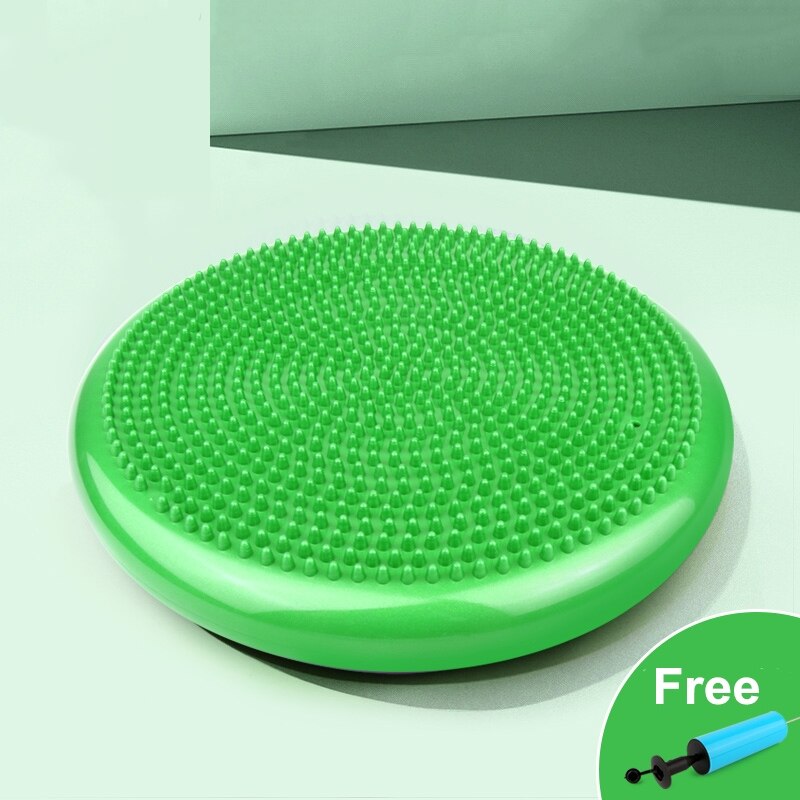 Balance Disc Stability Wobble Cushion-Lumbar Support for Desk and Office Chair Home Gym Workout Equipment Pump Included: Green