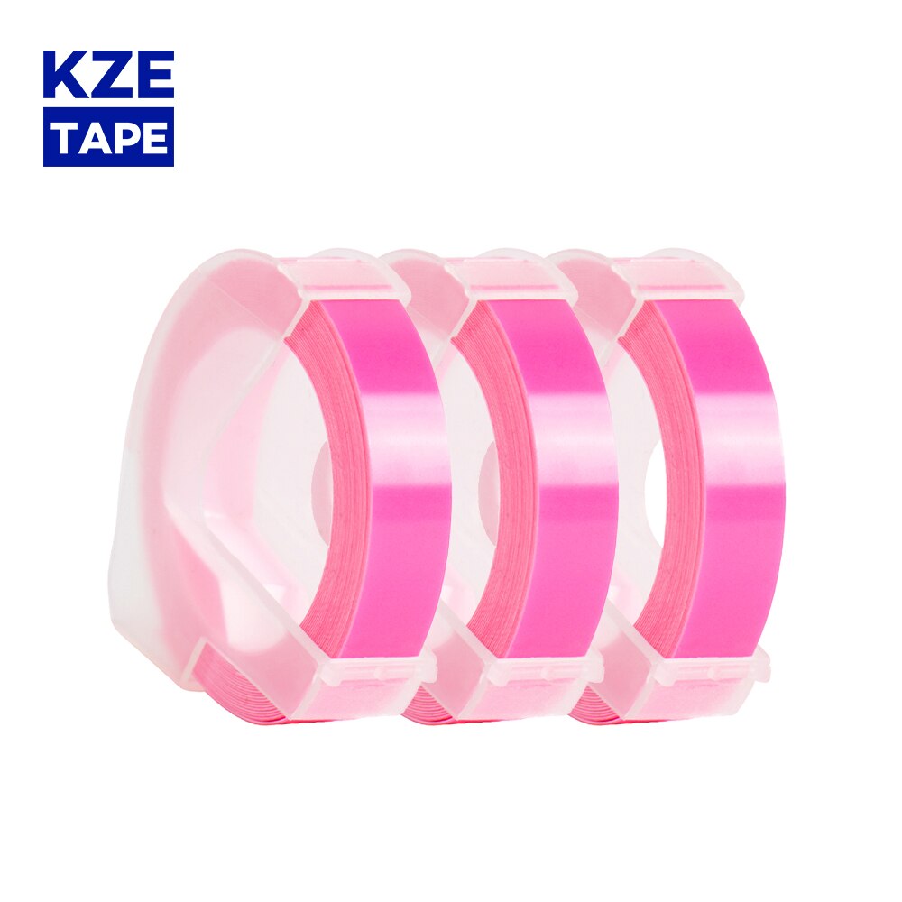 3 Rolls/lot 20 colors 9mm 3D Embossing Label Tape Compatible Dymo 1610 12965 Manual Label printer for Motex E101 Label Maker: fluo.pink