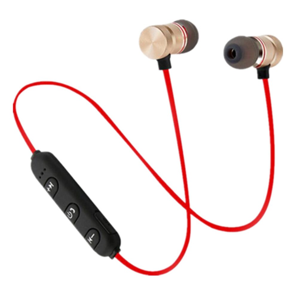 5.0 Bluetooth Earphone Sports Neckband Magnetic Wireless Earphones Stereo Music Headset Metal Headphones With Mic for All Phones: Red