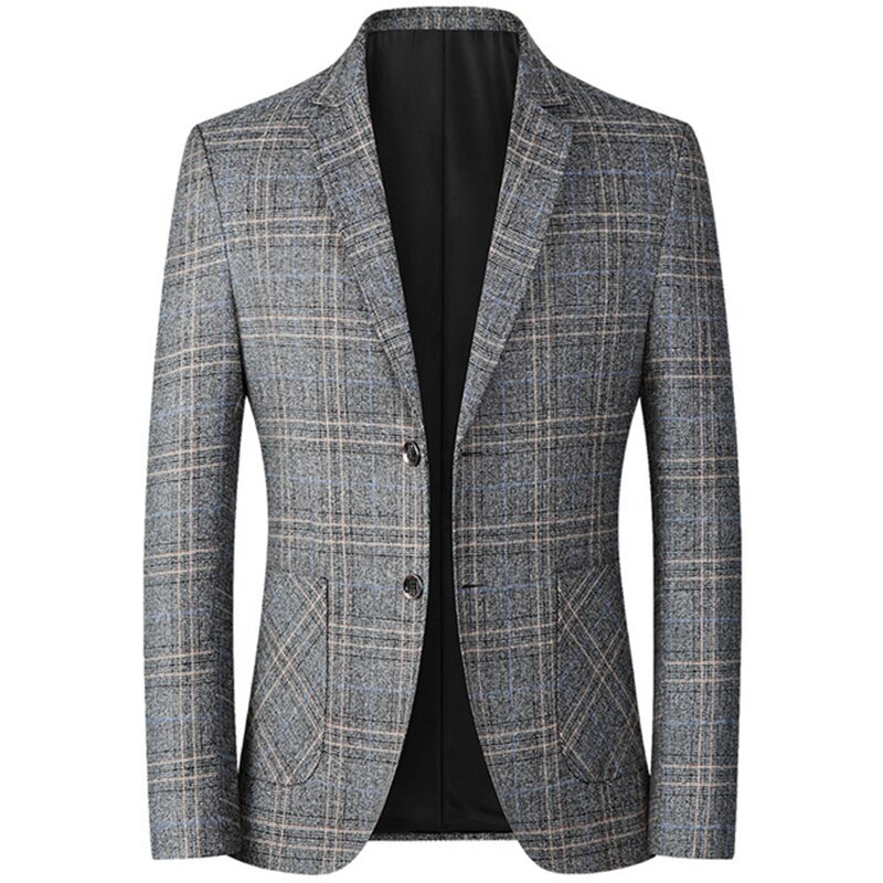 Casual Blazers Jacket Men Plaid Slim Casual Business Wedding Costume Homme Spring Autumn Suits Male Jackets Tops Jaqueta