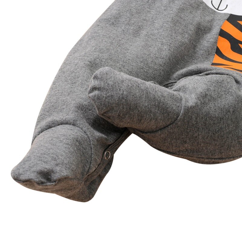 Karikatur Baby Footies Nette Tiger drucken Kleinkind Junge Bodys Raupe mit Hütte Overall Für Jungen Ebene Neugeborenen Jungen Kleidung