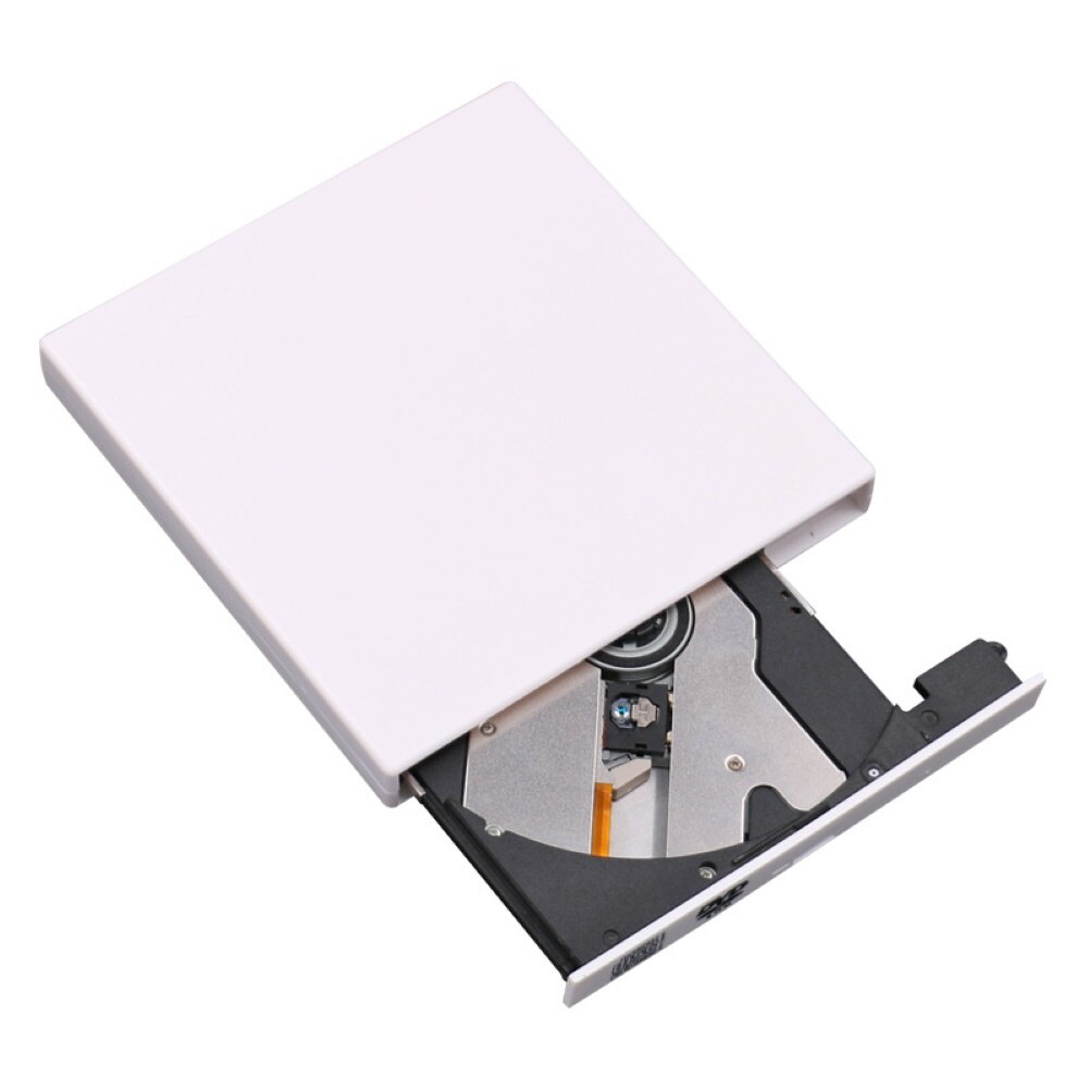 USB externo CD VCD reproductor de DVD disco óptico escritor para PC de escritorio de la computadora de apoyo CD VCD y disco DVD Drives ópticos: Blanco