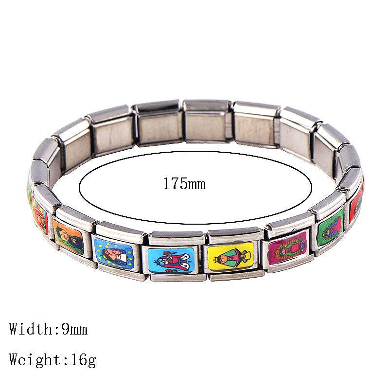 Sieraden Virgin Mary Illustratie Elastische Energie Magnetische Germanium Italië Bedelarmband Rvs ST17