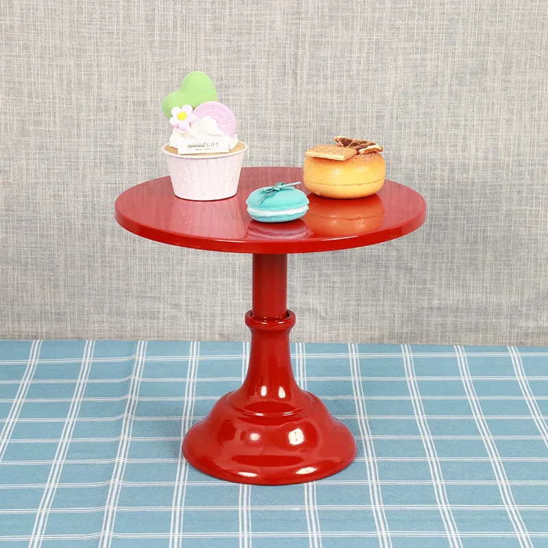 Soporte de pastel de hierro forjado, soporte de exhibición de postre para en casa, decoración de boda, bandeja de pastel de cumpleaños, bandeja de postre de fruta para té de la tarde: Rojo / 12 pulgadas