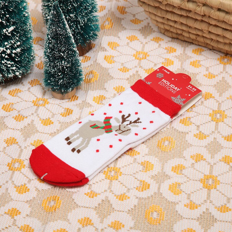 Noël bébé enfants unisexe chaussettes rouge bleu coton hiver noël bas chaussettes enfants noël chaussettes