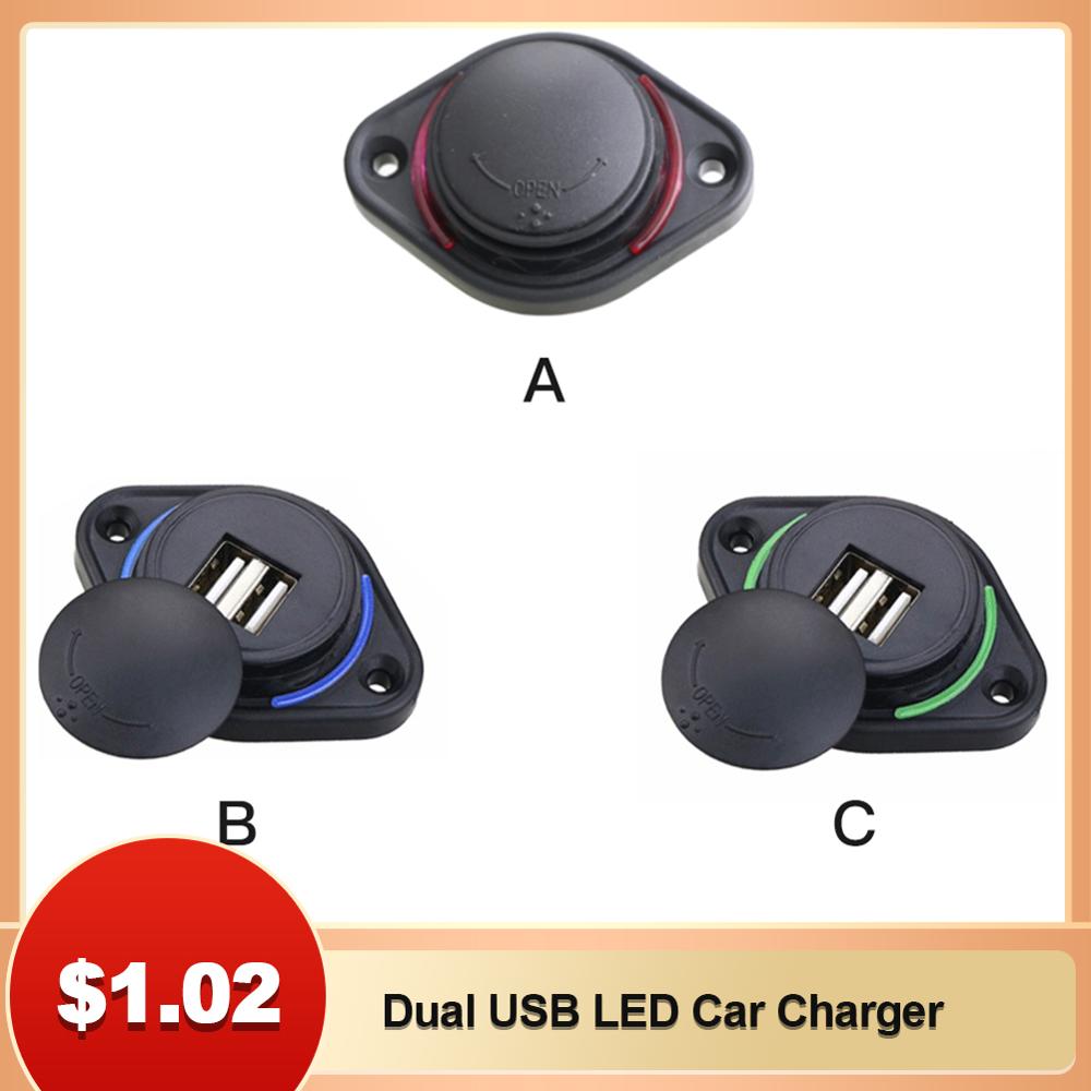 Dual Usb Led Charger Socket Autolader Dual Waterdicht Adapter Stopcontact Universele Voor 12V - 24V Motorfiets bus