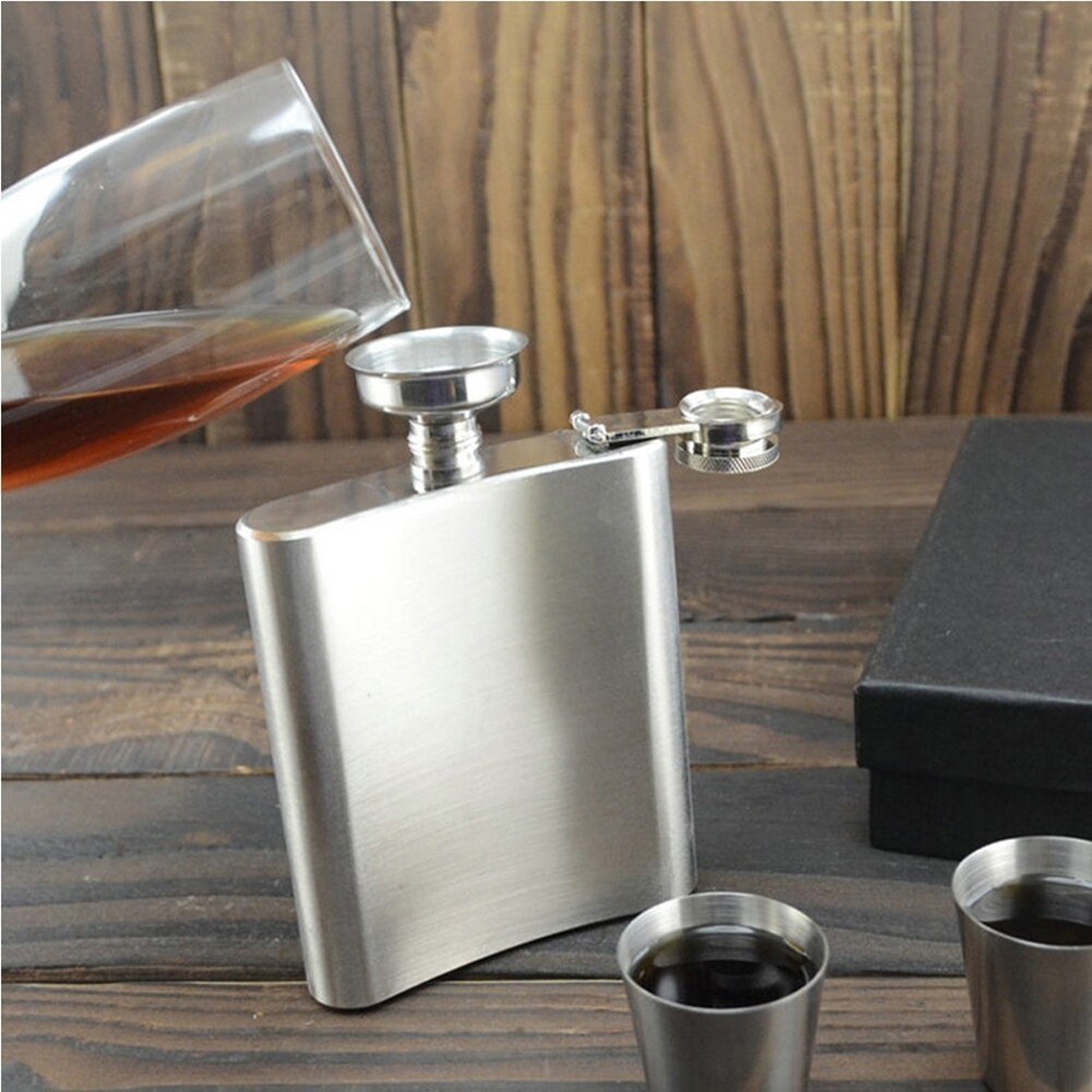 Portable 4oz Stainless Steel Hip Flask Alcohol Whiskey Liquor Wine Pot Bottle