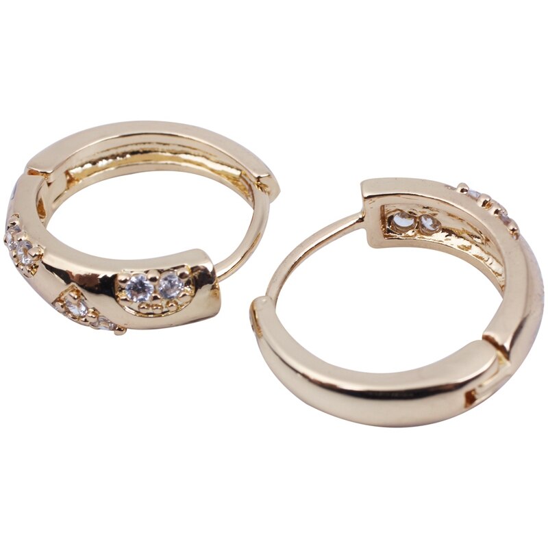 Gold plated Hoop Earrings for women CZ Stone Earring