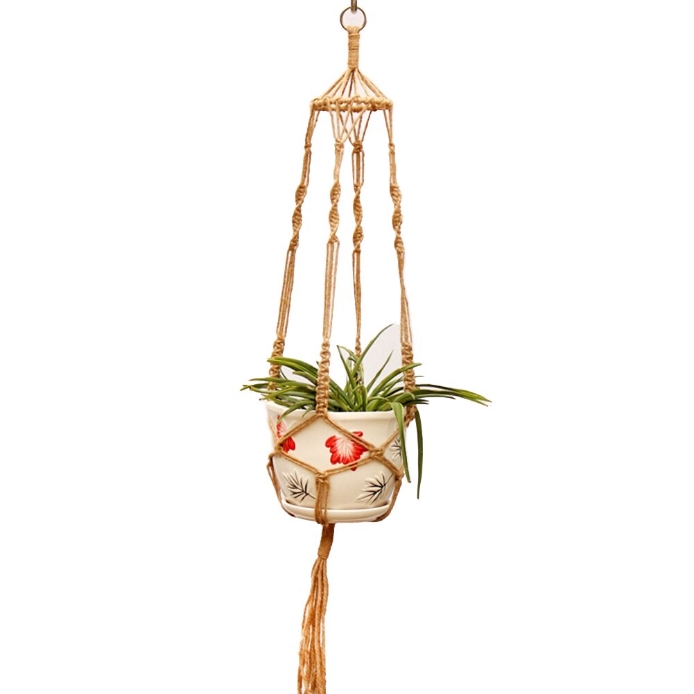 Linen Rope Hanging Baskets Flowers Plants Pot Hanger Net Hanging Basket Holder Net Flowerpot Wall Decor Home Garden Decoration