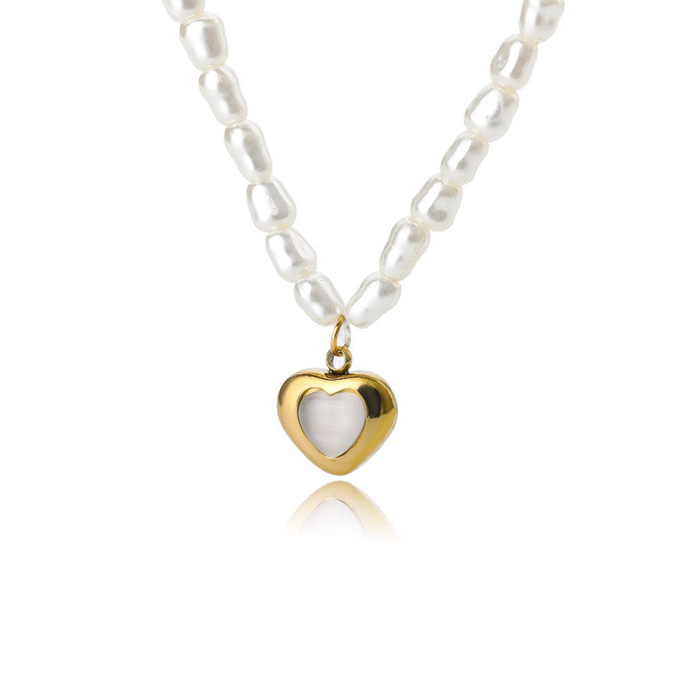 gotisch Herz Halsketten Für Frauen Edelstahl Barocke Perle Anhänger Stift Kette Halsband Halskette Femme Boho Schmuck