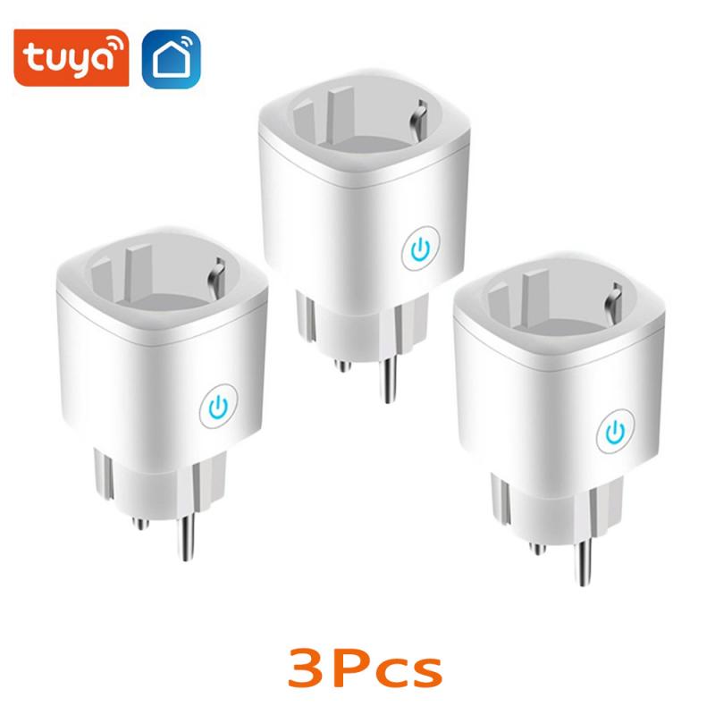 Tuya 16A WiFi EU Smart Plug Socket Remote Voice Control Socket Work With Google Home Alexa Smart Life APP: 3Pcs