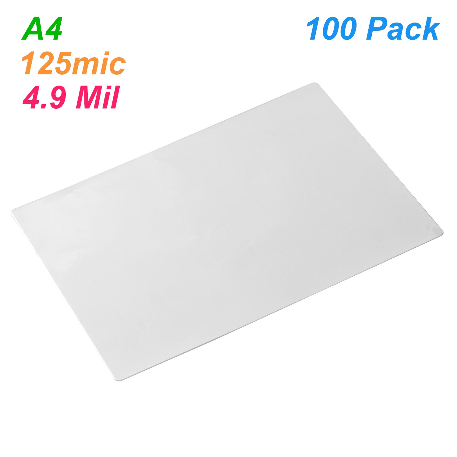 A4 100pc/set Laminating Film Pouches Protection Sheet 4.9mil for Photo Paper Document Laminating for Home Office Supply
