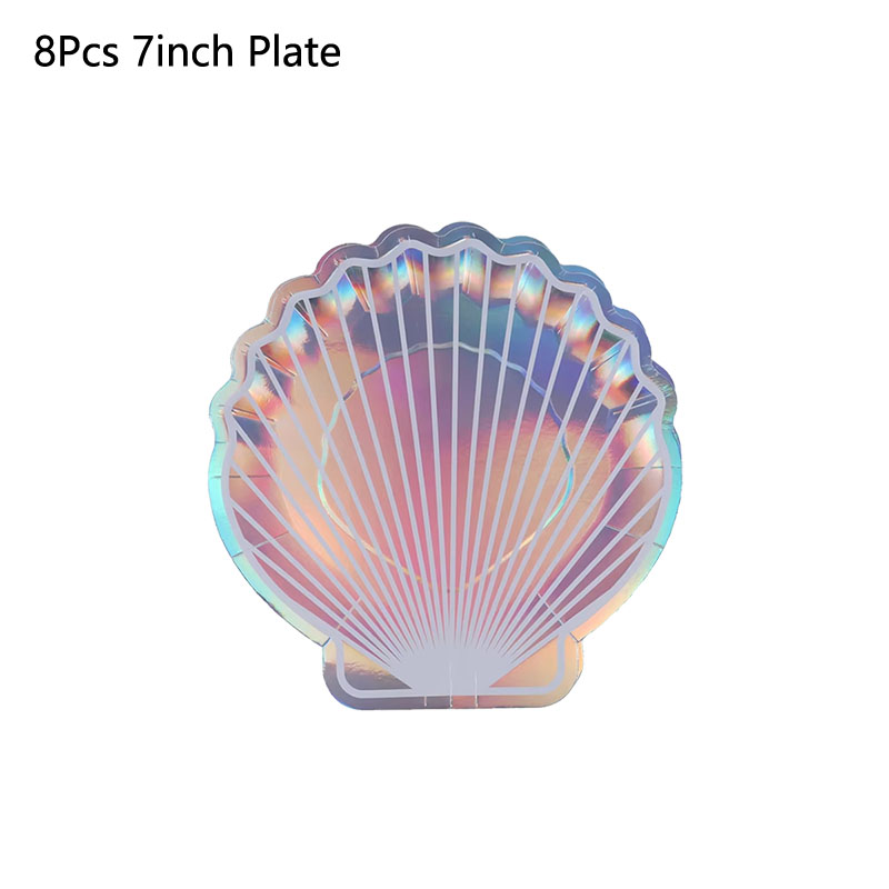 Zeemeermin Feestartikelen Zeemeermin Servies Set Shell Papieren Bord Cup Servet Kleine Zeemeermin Verjaardagsfeestje Decoratie Babyshower: Deep Sapphire