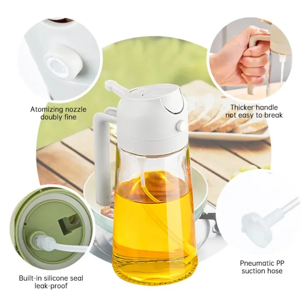 500ml 2 in 1 spray oliesprøjte oliedispenser oliekrukke til grill køkken bagning luft stegepande ovn stegning picnic køkkenværktøj