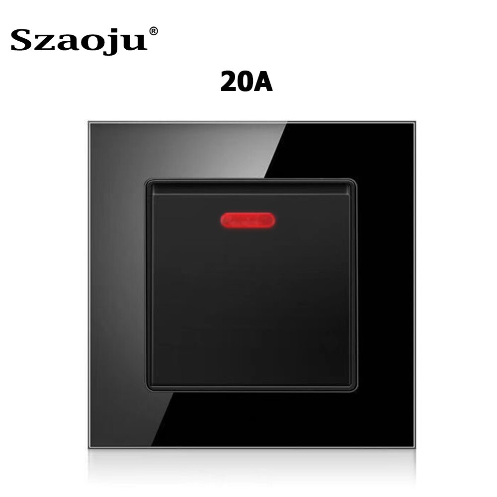 Szaoju 20A Electrical Switch with LED Indicator, 20A Large Power On / Off Switch for Air Conditioner White Blcak AC 110-250V: 20A Black