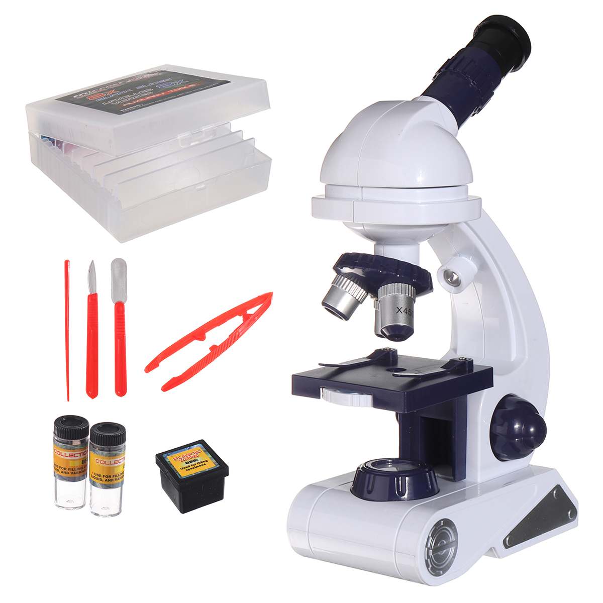 Microscope Kit Science Lab LED Biological Microscope Magnifier Home School Educational Toy for Kids Optical Instruments 80x-450x