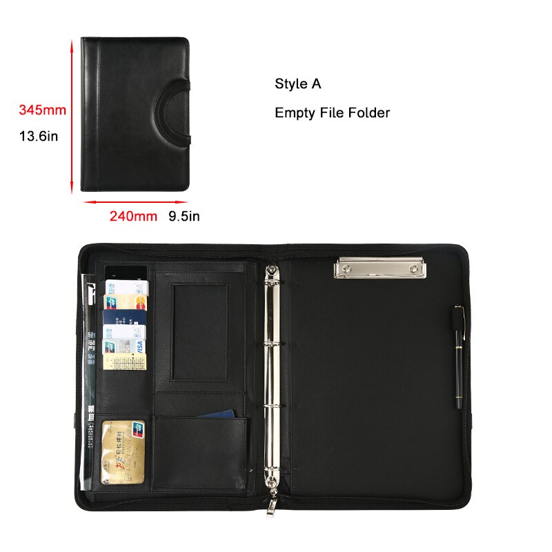 A4 File Folder PU Document Bag Calculator Binder Briefcase Business Contract Storage Manager Portfolio Protable Office Organizer: 2