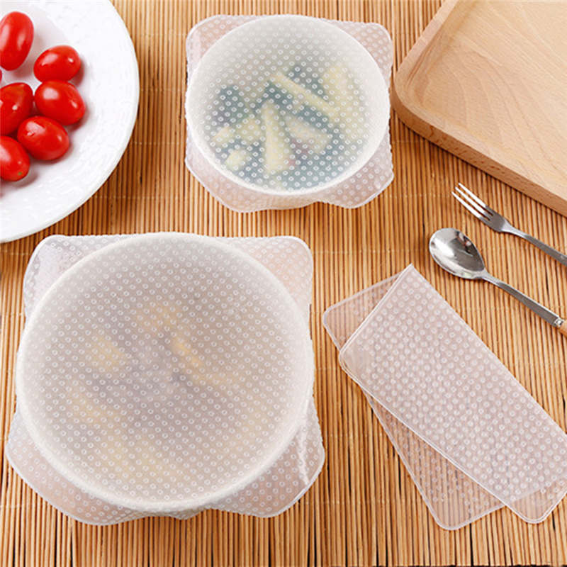 Tapas elásticas de silicona de 6 uds., tapas de succión, sartén reutilizable, tapa para comida de silicona, sartén elástica, utensilios de cocina, triangulación de envíos: 4pcs