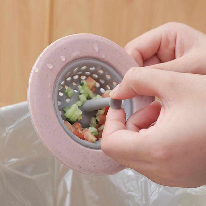Filtro de cocina baño ducha drenaje cubierta de sumidero de fregadero Filtro de desagüe para pelo silicona trigo paja colador limpieza herramientas