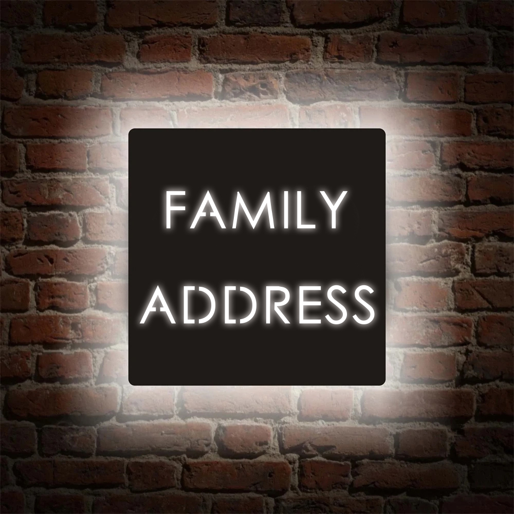 Home Custom House Number Sign LED Light Plate Number Box 3D Illuminated Square Acrylic Name Address Outside Door Plaque Decor