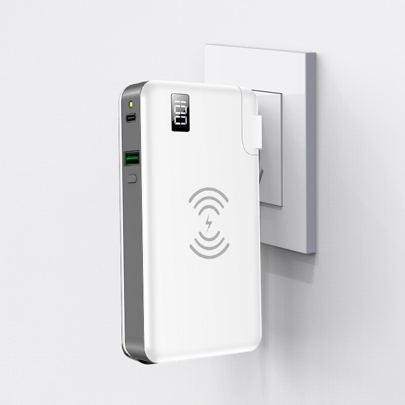 10000 MAh Power Bank LED Display 15W Fast Charging Wireless Power Bank for iPhone Samsung External Battery US PLUG