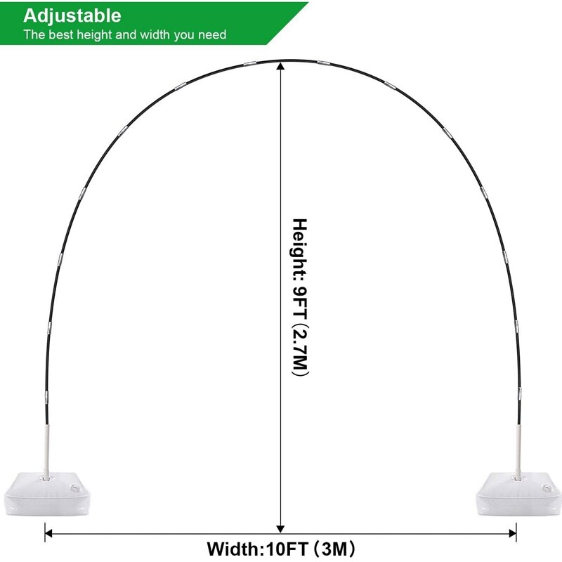 Ballon Boog Kit, 9FT Tall & 10Ft Brede Verstelbare Ballon Stand Set Met Water Invulbare Base ,50Pcs Ballon Clips