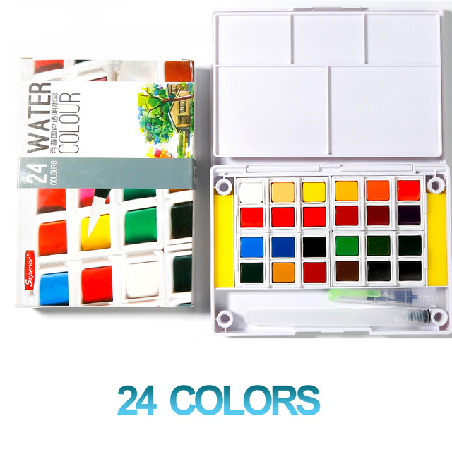 Juego de acuarelas de colores sólidos, Set Superior de 12/18/24/30/36/40/48 colores, para artistas, dibujo, pintura, pigmento de acuarela, suministros de arte: 24color