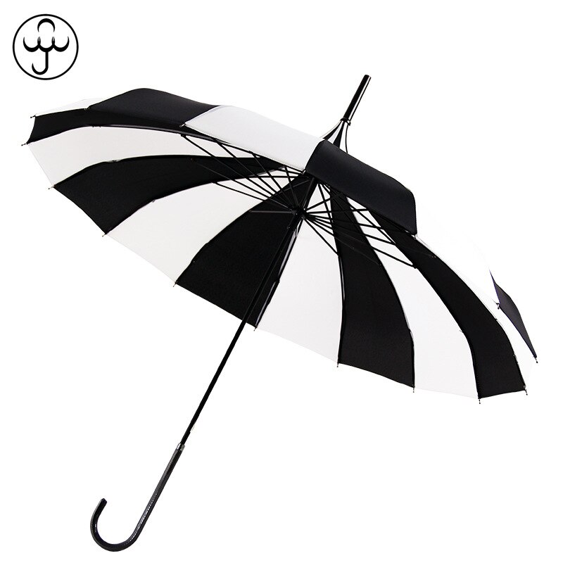 Parapluie de pagode à un point, longue poignée, pare-soleil pour princesse, enveloppé, photographie créative, rétro, ensoleillé, pluie: white and black