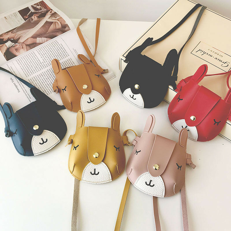 Cute Baby Kid Girl Leather Handbag Cross Body Tote Messenger Satchel Bags Cute Little Dog 3D Ears Coin Purses Kids