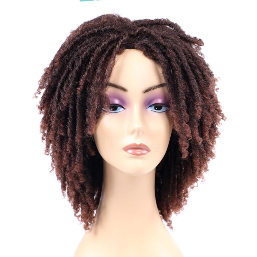 Pervado cabelo 14 "parte média peruca de cabelo sintético dreadlocks para mulheres africanas preto marrom bug ombre crochê alma locs tranças perucas
