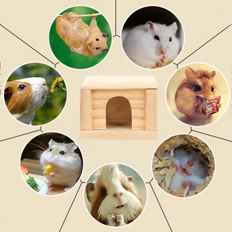 Nid de Hamster en bois naturel, Cage à dessus plat, fournitures pour souris gerbille petit Animal