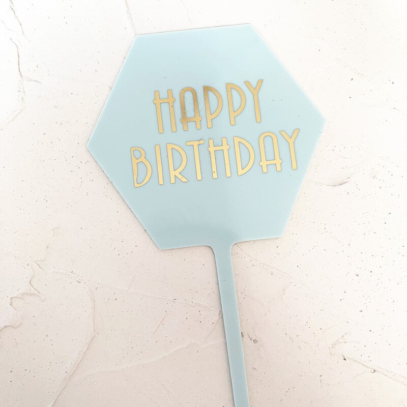 Happy Birthday Cake Topper Black White Transparent Acrylic Birthday Party Dessert Decoration For Baby shower Baking Supplies: 2