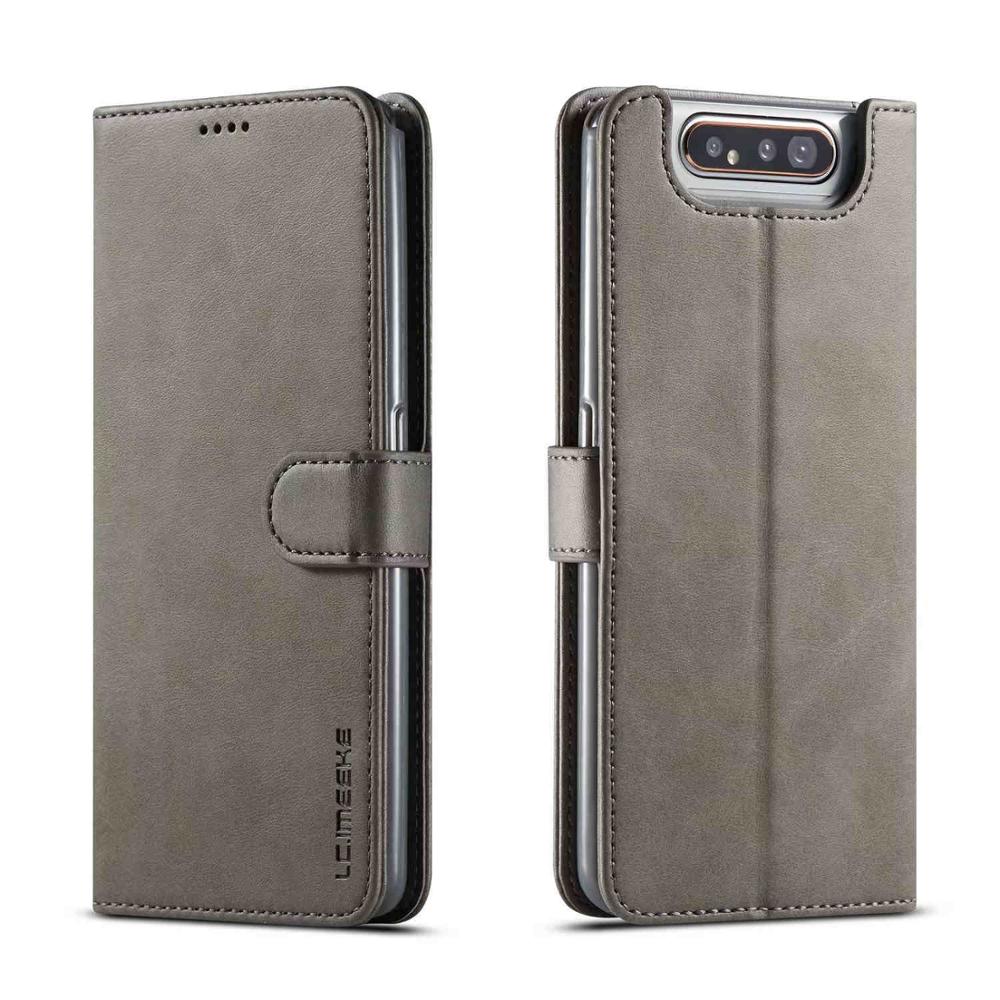 Pokrowiec na Samsung Galaxy A80 pokrowiec z klapką skórzany pokrowiec na telefon w stylu okładki na książkę Vintage magnetyczny ochraniacz Funda na Samsung A80 A90 Etui: For Samsung A90 / Grey