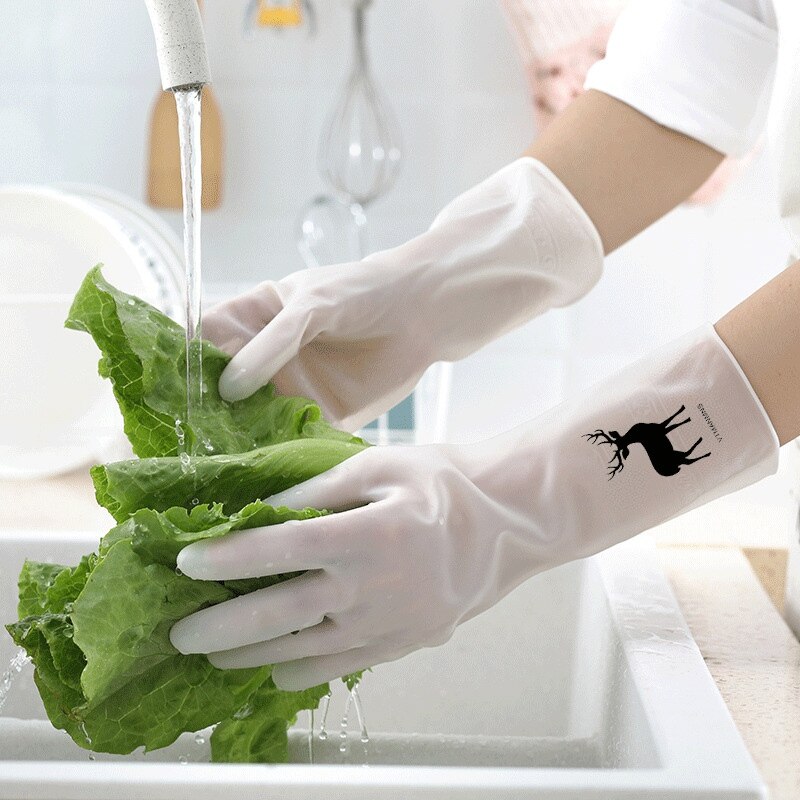 Dishwashing gloves female rubber kitchen washing vegetables household chores clean and durable thin waterproof clothes gloves