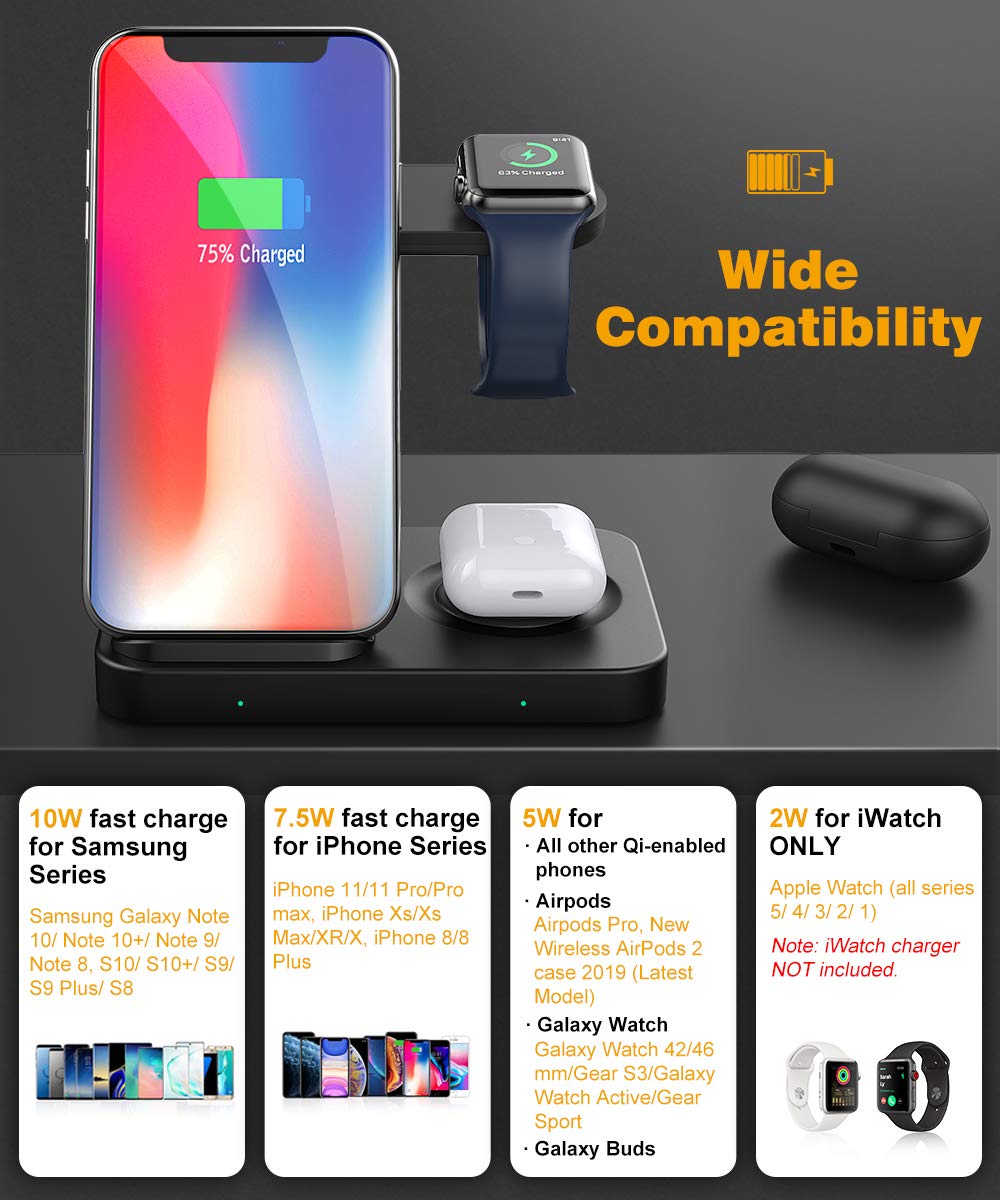 15W Qi Draadloze Oplader Stand Snel Opladen Voor Samsung S20 S10 Galaxy Knoppen Voor Iphone 12 11 Xs Apple horloge 6 5 4 3 Airpods Pro