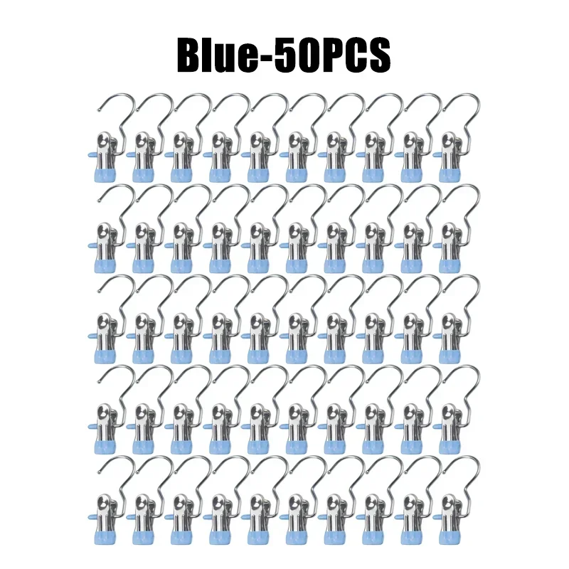 10-100pcs Stainless Steel Clothespins Laundry Clothes Pegs Hook Portable Hanging Clothes Clip Wardrobe Clothes Organizer Hanger: MULTI