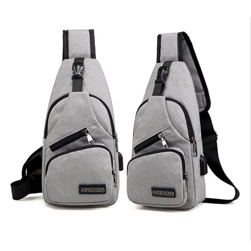 Hommes Anti-vol poitrine sac sacs à bandoulière USB charge sac à bandoulière école court voyage messagers sacs