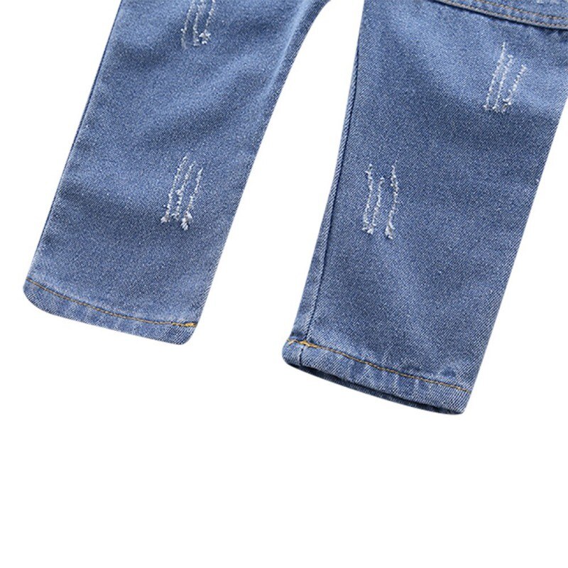 JW-Autumn Baby Boy Suspender Pants Children Cotton Solid Pattern Denim Pants Overalls Trousers