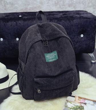 Solid corduroy ryggsekk enkel tote ryggsekk skolesekker for tenåringsjenter studenter skulderveske super qauality: En