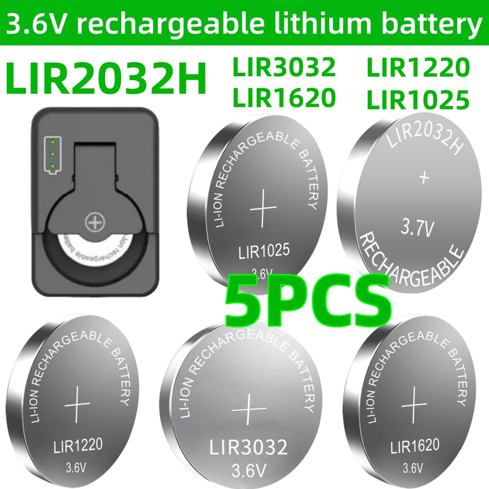 5PCS LIR2032 LIR2016 LIR2025 LIR2430 LIR2450 LIR1632 3.6V Batteria Al Litio Ricaricabile Sostituisce CR2032 2016 2025 2430 2450